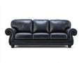 3 Sitzer Sofas aus Kunstleder 220 x 95 x 88 cm - Dunkelblau - Klassisches Design mit gerollten Armlehnen
