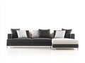 Ecksofa aus Strukturstoff 285 x 170 x 85 cm - Anthrazit und Cremeweiß - Modernes Design mit Ottomane