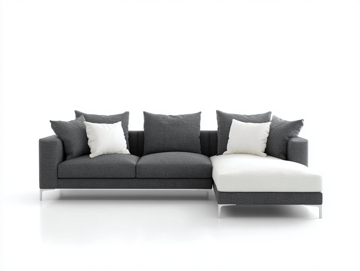 Ecksofa mit Strukturstoffbezug ca. 275 x 175 x 84 cm - Dunkelgrau und Weiß - Verlängerte Liegefläche - Modernes Design