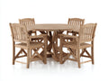 Garten Essgarnituren aus Massivholz ca. 120 x 120 x 76 cm - 1 Rundtisch und 4 Armlehnstühle - Naturbraun - Klassisches Outdoor-Set