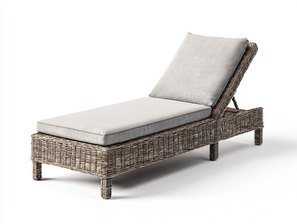 Sonnenliege aus Rattangeflecht 200 x 72 x 92 cm - Naturbraun - Verstellbare Rückenlehne für Terrasse und Wintergarten