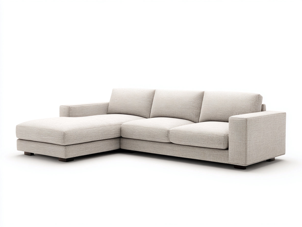 Ecksofa aus Strukturstoff 275 x 170 x 85 cm - Hellbeige - Modernes Wohnzimmerdesign mit breiter Liegefläche