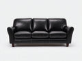3 Sitzer Sofas aus Kunstleder 218 x 94 x 88 cm - Schwarz und Dunkelbraun - Klassisches Design mit gepolsterten Armlehnen