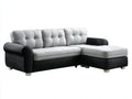 Ecksofa mit Ottomane - Strukturstoff und Metallfüße - 275 x 185 x 90 cm - Schwarz und Hellgrau - Gepolstertes Loungesofa mit Steppung