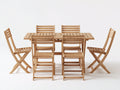 Garten Essgarnituren 7-teilig aus Holz 160 x 90 x 75 cm - Naturholz - Rechteckiger Gartentisch mit 6 Klappstühlen für Terrasse und Garten