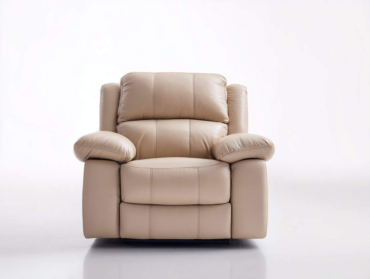 Liegesessel aus Kunstleder 92 x 94 x 104 cm - Beige - Gepolstertes Design mit Fußstütze