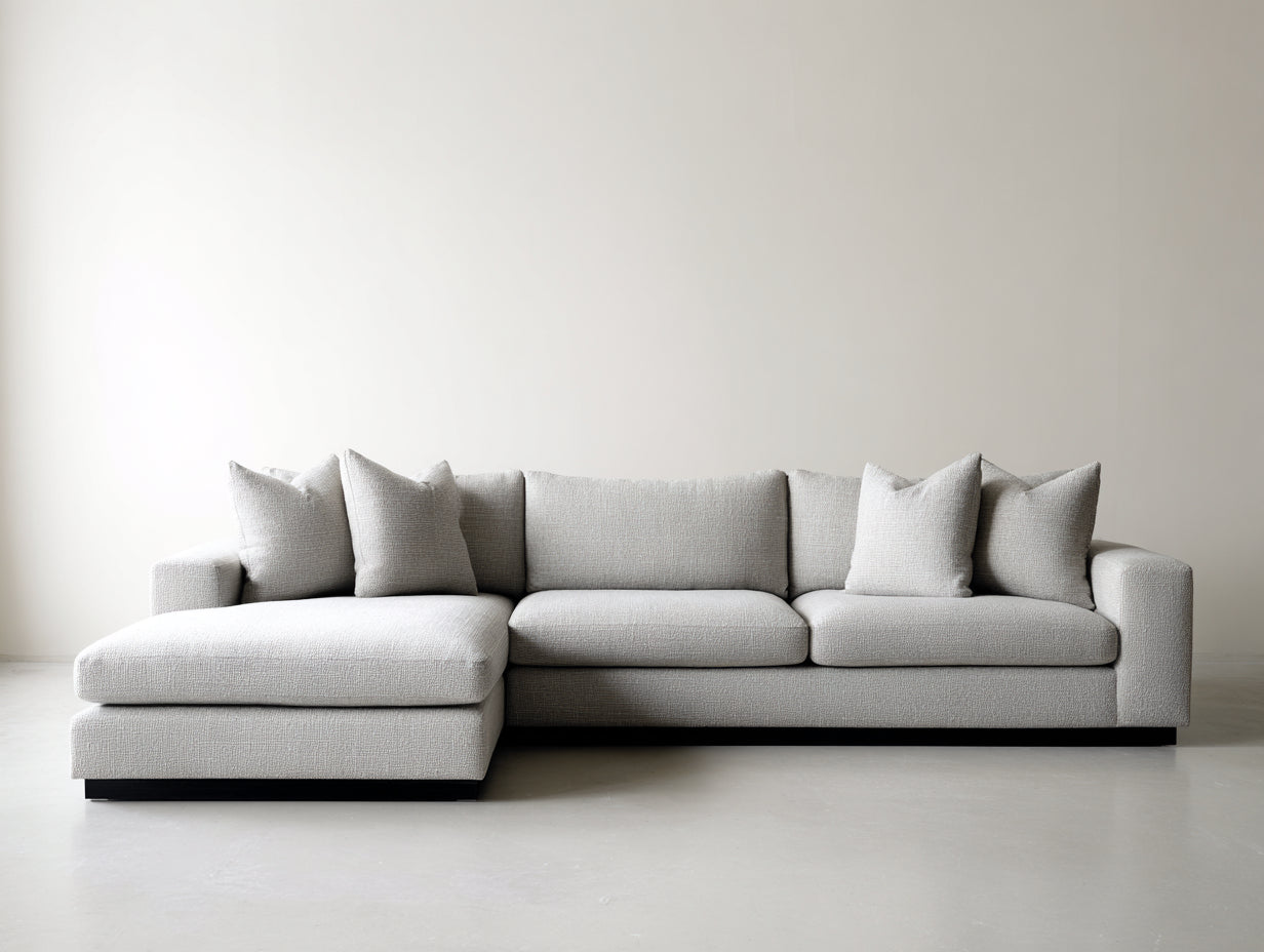 Ecksofa mit Strukturstoffbezug ca. 285 x 185 x 82 cm - Hellgrau und Schwarz - Breite Liegefläche - Modernes Design