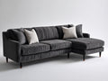 Ecksofa aus Cordstoff 285 x 165 x 86 cm - Anthrazit - Modernes Design mit verlängerter Liegefläche für das Wohnzimmer