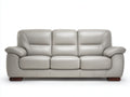 3 Sitzer Sofas mit gepolsterten Armlehnen - Kunstleder und Holzfüße - 225 x 98 x 92 cm - Hellgrau - Komfortsofa im modernen Design