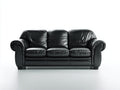 3 Sitzer Sofas aus Kunstleder 220 x 95 x 91 cm - Schwarz - Klassisches gepolstertes Design mit gerundeten Armlehnen