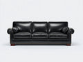 3 Sitzer Sofas aus Kunstleder und Massivholz 232 x 96 x 90 cm Schwarz Dunkelbraun für Wohnzimmer - Klassisches Design mit Ziernieten