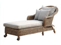 Sonnenliege aus natürlichem Rattan 200 x 70 x 88 cm - Natur und Cremeweiß - Gepolsterte Gartenliege mit Rollen