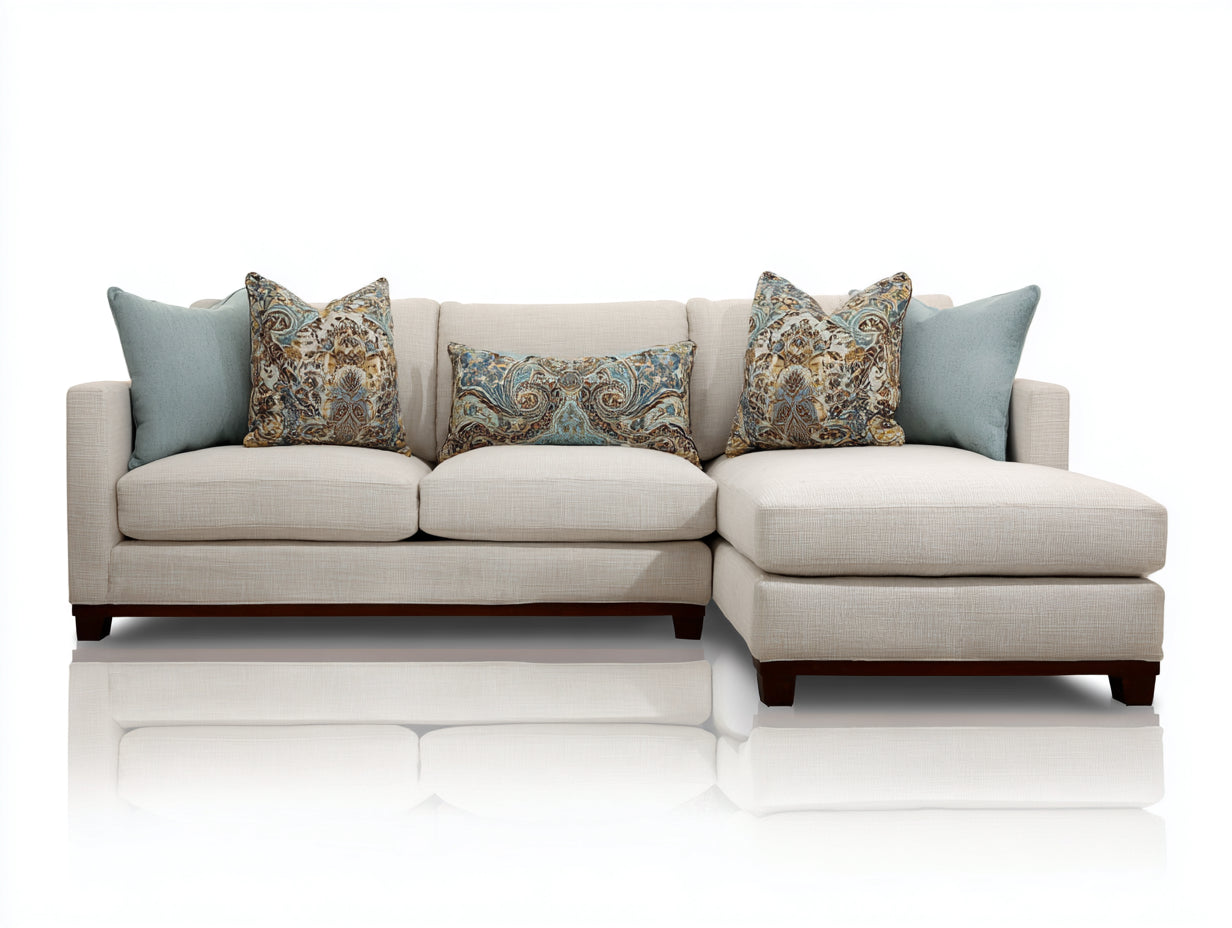 Ecksofa aus Strukturstoff 280 x 165 x 88 cm - Cremeweiß - Zeitloses Wohnzimmerdesign mit breiter Liegefläche