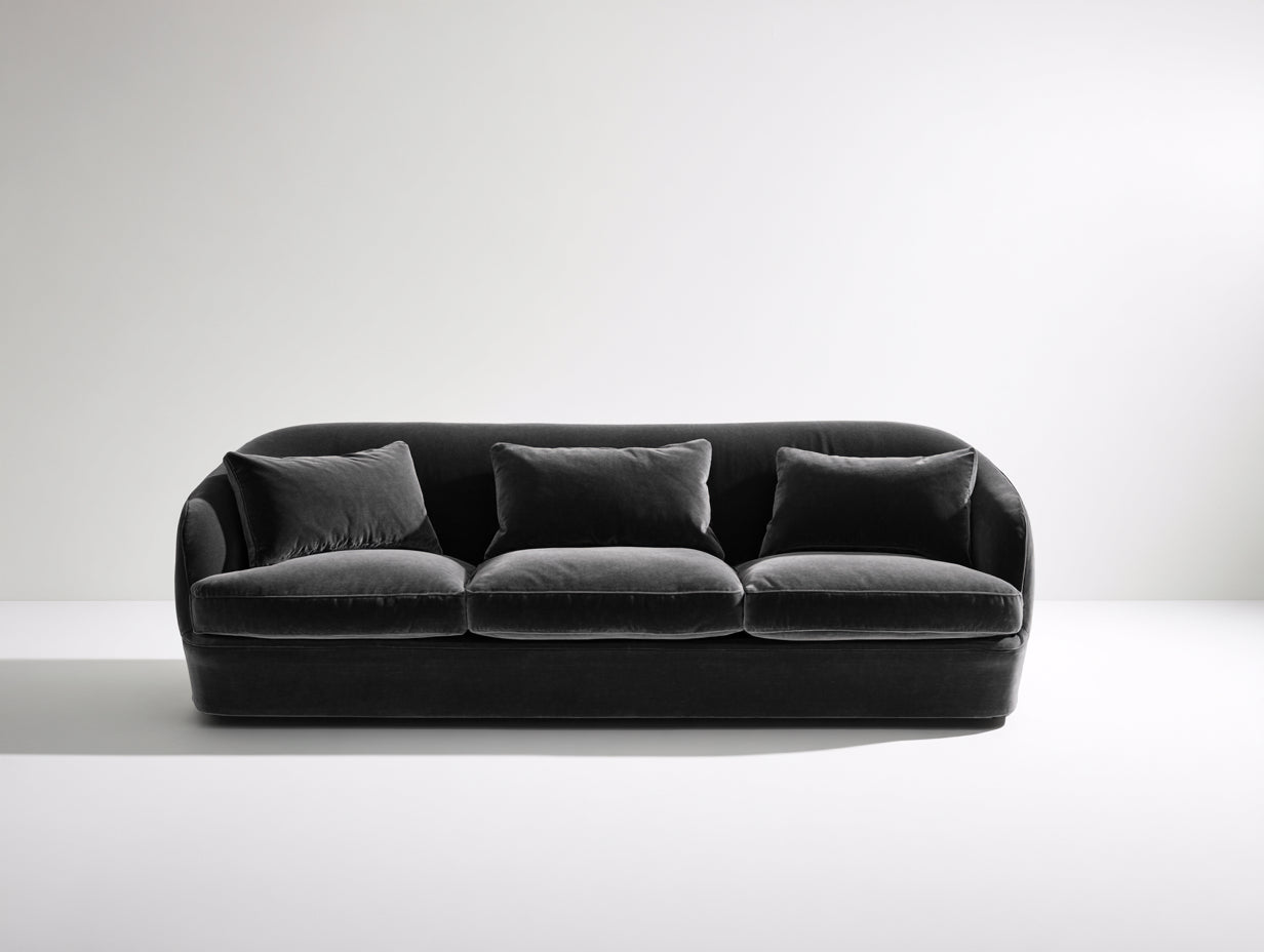 3 Sitzer Sofas aus Samtstoff 230 x 100 x 80 cm - Anthrazit - Abgerundetes modernes Design