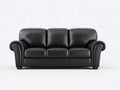 3 Sitzer Sofas mit gerollten Armlehnen - Kunstleder und Holzfüße - 220 x 95 x 90 cm - Schwarz - Gepolstertes Sofa im klassischen Design