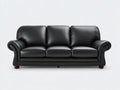 3 Sitzer Sofas aus Kunstleder und Massivholz 225 x 96 x 92 cm Schwarz Dunkelbraun für Wohnzimmer - Gepolstertes klassisches Design