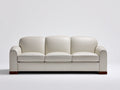 3 Sitzer Sofas aus Kunstleder und Massivholz 228 x 94 x 90 cm Creme Dunkelbraun für Wohnzimmer - Gepolstertes klassisches Design