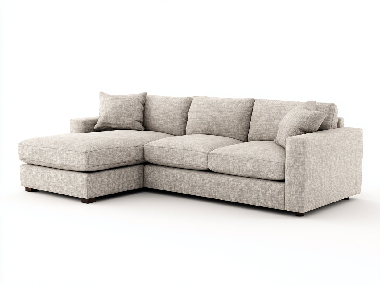 Ecksofa aus Webstoff 285 x 180 x 85 cm - Beige - Modernes Design mit Ottomane