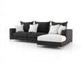 Ecksofa mit Ottomane - Strukturstoff und Metallfüße - 280 x 180 x 84 cm - Anthrazit und Weiß - Modernes Loungesofa mit klarer Linienführung