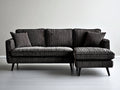 Ecksofa aus Cordstoff 255 x 155 x 86 cm - Anthrazit - Modernes Design mit Ottomane