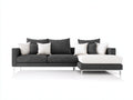 Ecksofa aus Webstoff und Metall 290 x 180 x 85 cm - Anthrazit und Cremeweiß - Modernes Design mit Ottomane
