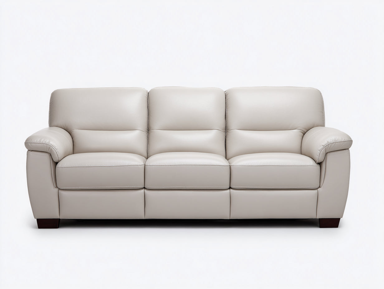 3 Sitzer Sofas aus Kunstleder 218 x 94 x 88 cm - Cremeweiß - Gepolstertes Design mit breiten Armlehnen